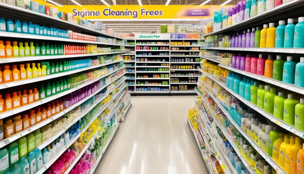 Produtos de limpeza cruelty-free em supermercado